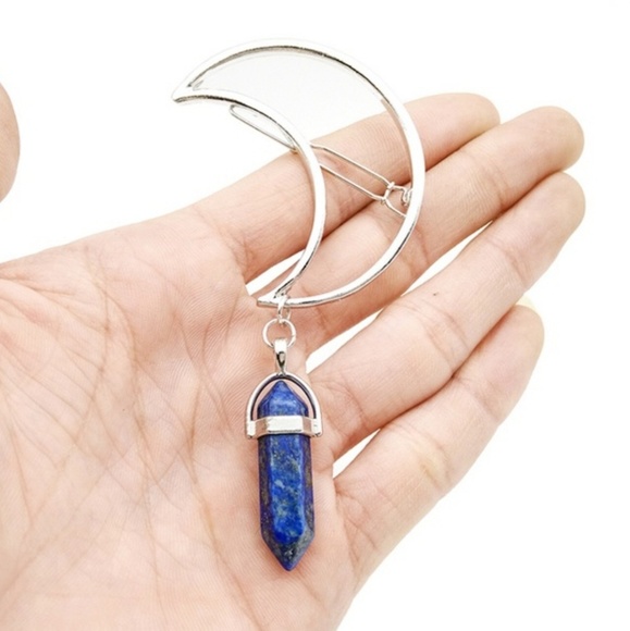 🌛Boho Silver Moon & Crystal Hair Clip🌜 - Picture 5 of 5
